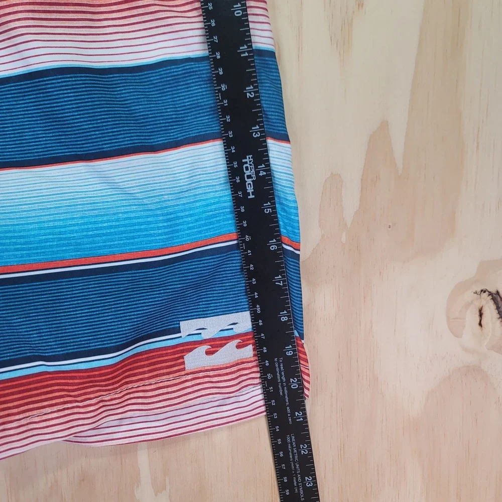 Billabong Originals All Day Mens Board Shorts Size 32 Blue Orange Striped Swim
